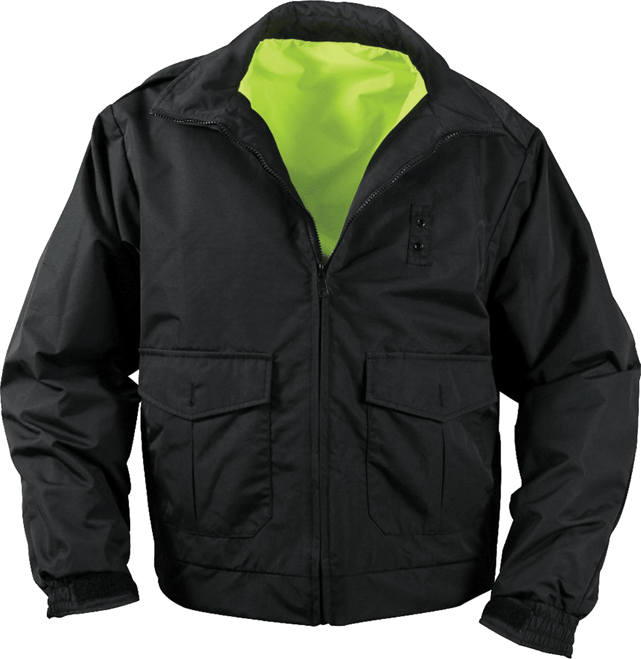 Rothco 8720: Dual-Sided Hi-Viz Yellow & Classic Black Reversible Uniform Jacket - Clothing & Accessories